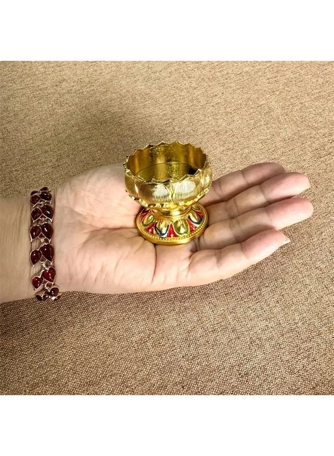 Golden Lotus Candle Holders Vintage Metal Floral Design for Home Weddings Diwali Christmas - Image 4